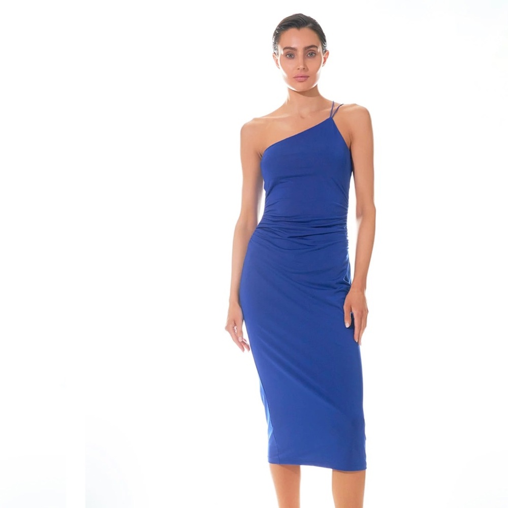 GREY LAB One-Shoulder Dress in Vibrant Blue
